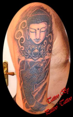 carpe, bouddha et lotus