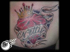 Coeur diamant lettrage couronne