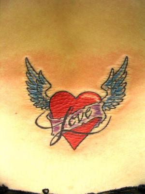 Coeur et aile et love calligraphie