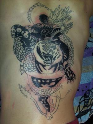 Photo de Trigre et dragon, animaux, tatouage