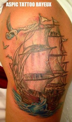 Photo de voilier et mouettes, voilier, mouette réalisé par Aspic  Tattoo
