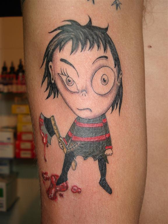 Photo de Bloody daughter, gore, tatouage réalisé par Ink'Side