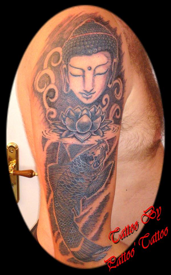 carpe, bouddha et lotus