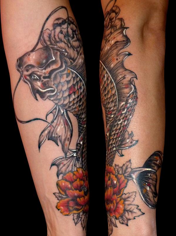 Photo de carpe coï, tatouage, carpe coï réalisé par Body Titane