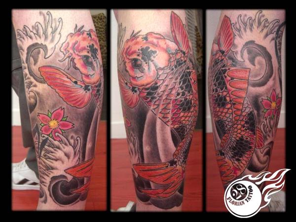 Photo de Carpe Koi japonaise, carpe, cerisier réalisé par Florian Tattoo
