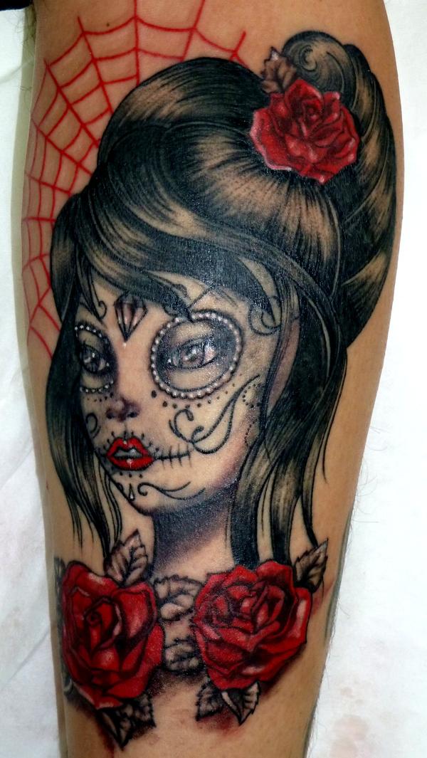 Photo de catrina, portrait, tatouage réalisé par Body Titane