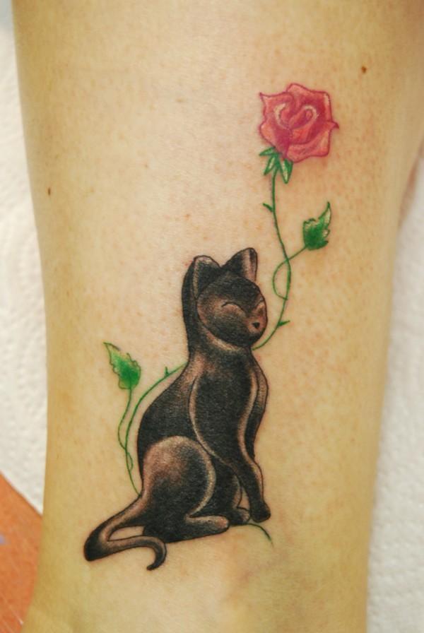 Photo de Chat noir stylisé, noir, rose réalisé par Tattoo Passion