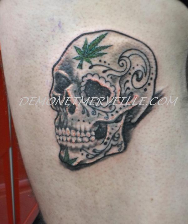 Photo de Crâne, tête de mort, tatouage réalisé par Demon & Merveille