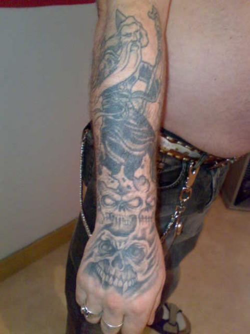 Photo de Crane et merlin, fantastique, tatouage réalisé par Métamorphose Tatoo
