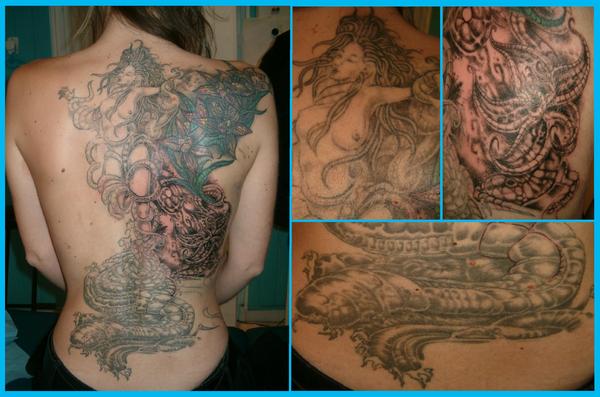 Photo de Décor femme nue et pieuvre, sirène, tatouage