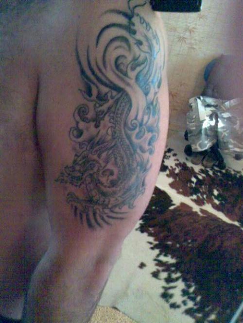 Photo de Dragon chinois et flamming, dragon, noir et blanc