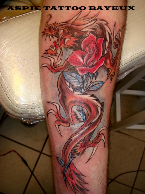 dragon et rose