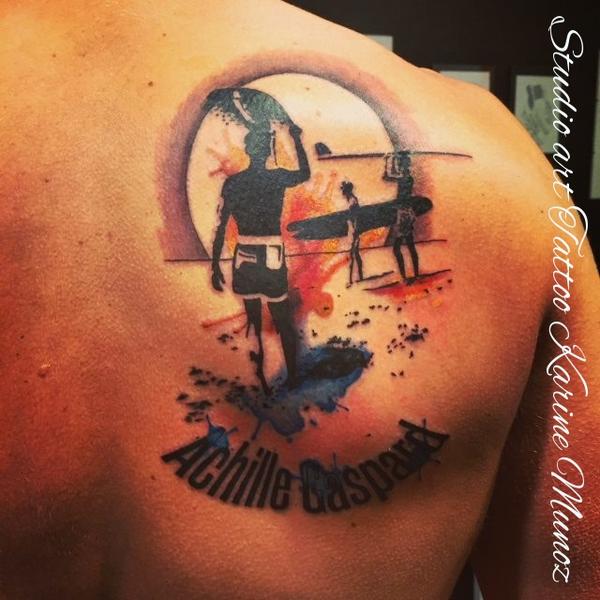 Photo de Endless summer aquarelle, tatouage, inclassable réalisé par Studio Art Tattoo