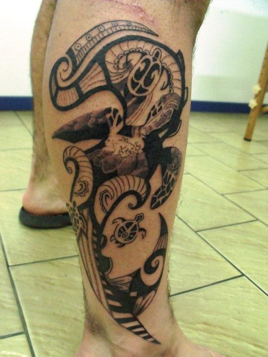 Photo de ensemble de tortues maori, tahitien, maori réalisé par Tattoos passion