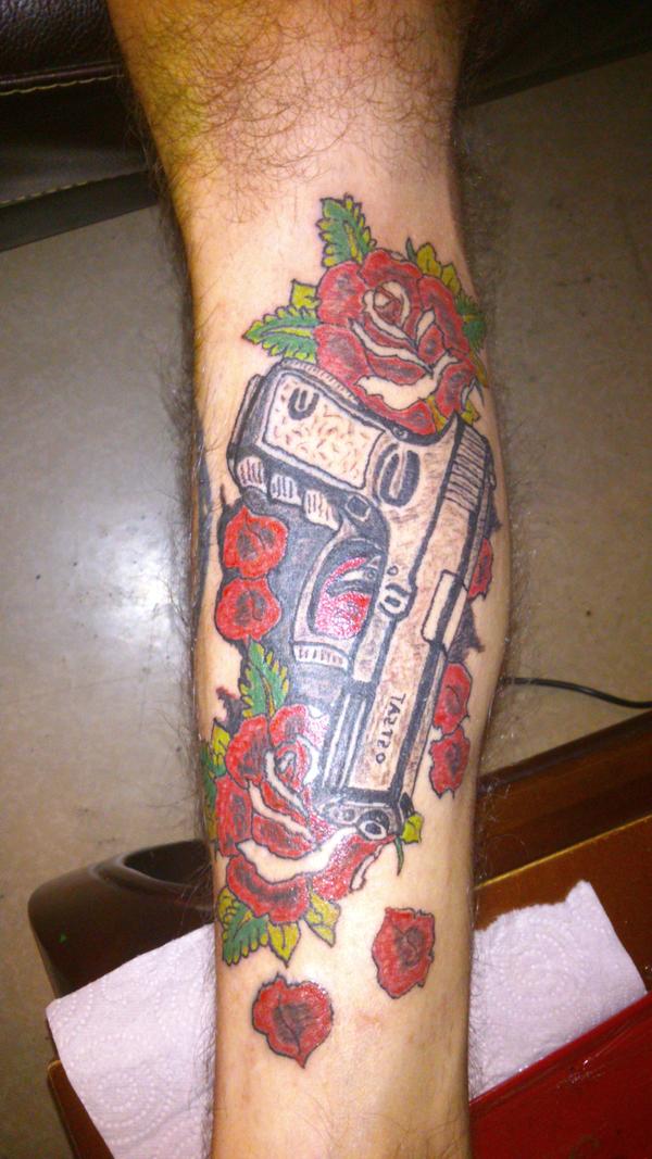 Flingue sur lit de roses