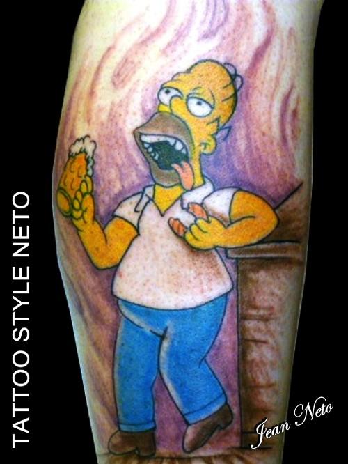 Photo de Homer Simpson, cartoon, tatouage réalisé par Tattoo Style Neto