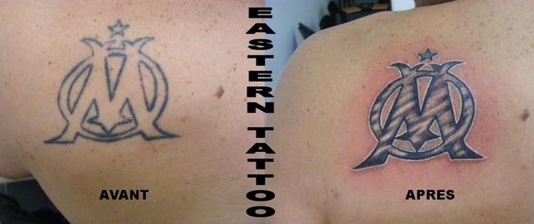 Photo de Olympique de Marseille, tatouage, cover réalisé par Eastern Tattoo