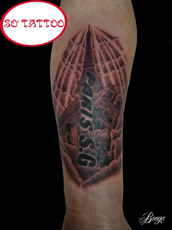 Photo de P.S.G, avant bras, tatouage réalisé par So' Tattoo