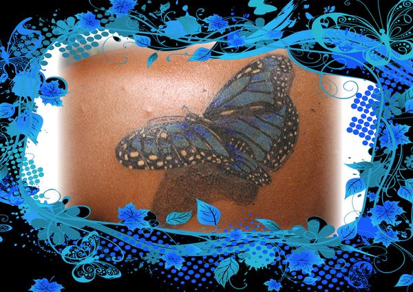 Photo de papaillon realiste, papillon, bleu réalisé par Bodygraphic