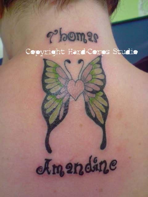 Photo de Papillon coeur et prénoms, prénom, coeur réalisé par Hard-Corps Studio