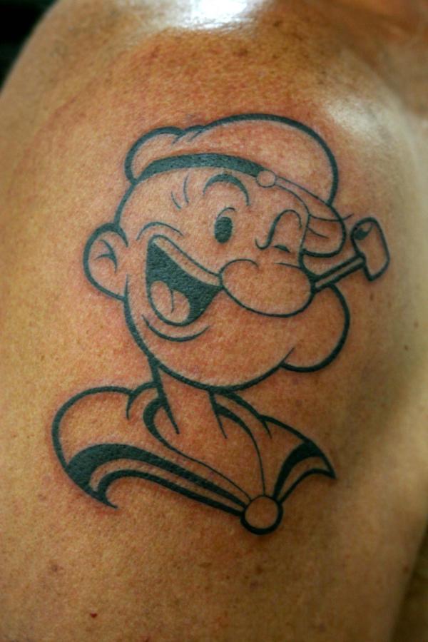 Photo de popeye, cartoon, tatouage réalisé par Bodygraphic