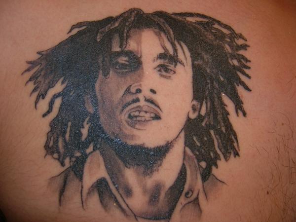 Photo de Portrait Bob Marley, portrait, tatouage