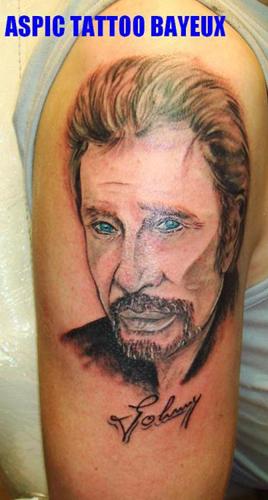 Photo de portrait de johnny Hallyday, visage, portrait réalisé par Aspic  Tattoo
