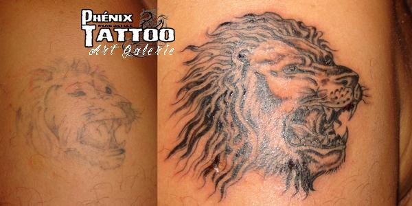 Photo de Recouvrement d'un Lion, recouvrement, lion réalisé par La Galerie du Phénix, Art & Tattoo