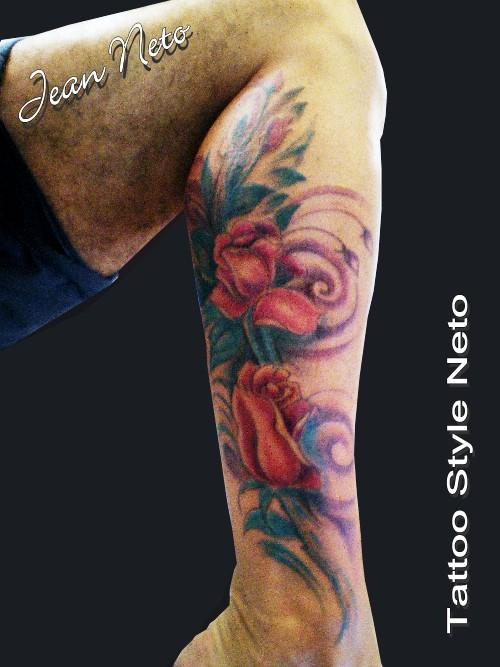 Photo de Roses, free hand, fleurs réalisé par Tattoo Style Neto