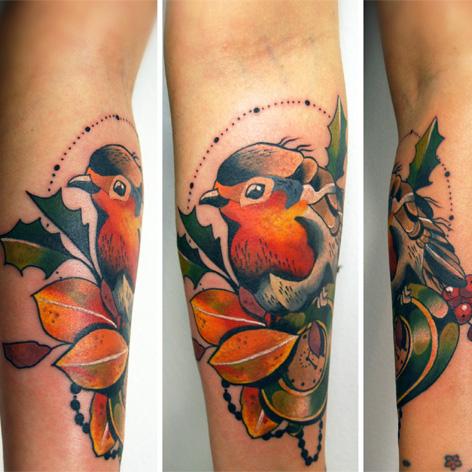 Photo de rouge gorge, animaux, tatouage réalisé par Corpus memori