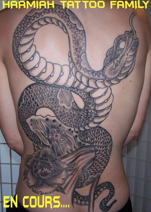 Serpent et fleur chinoise