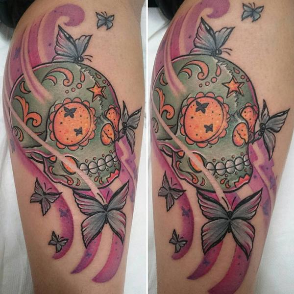 Photo de Skull Chicanos, tatouage, inclassable réalisé par L'Encre du Peuple