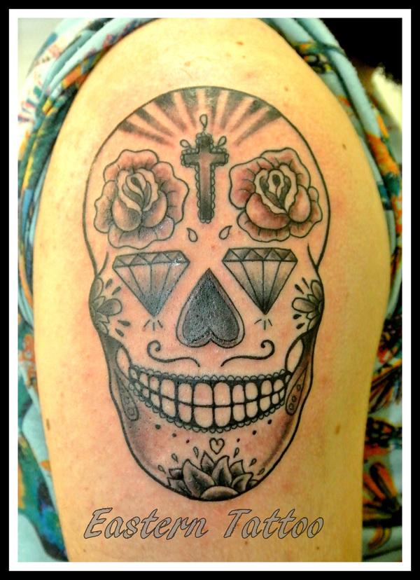 Photo de Skull méxicain, tatouage, skull méxicain réalisé par Eastern Tattoo