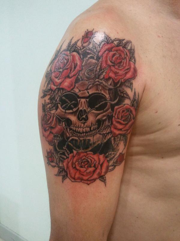 skull roses tattoo crane tatouage