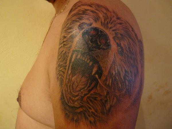 Photo de Tête d'ours, animaux, tatouage réalisé par Cheeky Monkey Tattoo