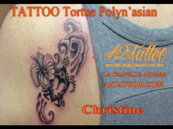 Photo de tortue maori, maori, polynésien réalisé par A2Tattoo