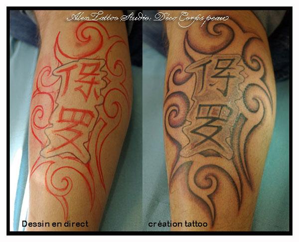 tribal et signe chinois