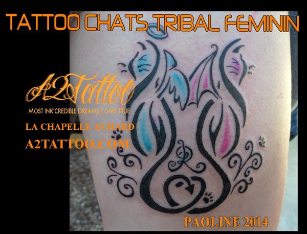 Photo de tribal féminin, tribal, Lettrages réalisé par A2Tattoo