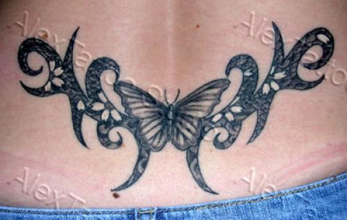 Photo de Tribal papillon, tribal, fleur réalisé par Déco Corps Peau