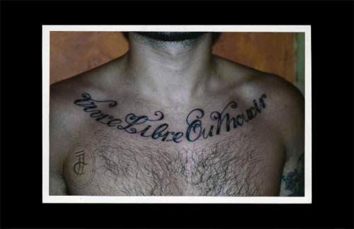 Photo de vivre libre ou mourir, calligraphie, lettre